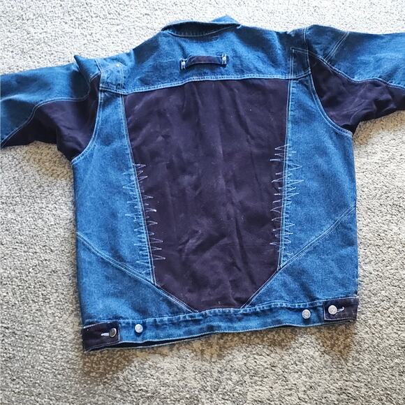 Vintage M+ FFatt Denim /Suede Jacket  Embroidery Men's Size M Y2K - Picture 5 of 7
